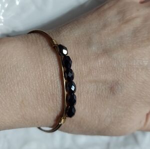 Luca & Danni Gold Tone/Faceted Hematite Stone Beaded Bracelet